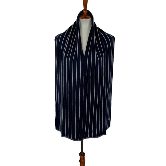 Hering Fashion Navy White Striped Knit Shawl Scarf Wrap One Size - Picture 1 of 3